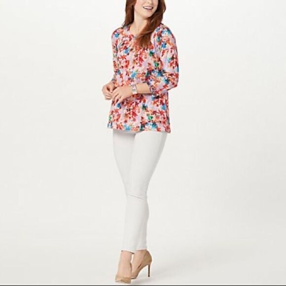 LOGO by Lori Goldstein Cotton Modal 3/4 Sleeve Top - Picture 4 of 5